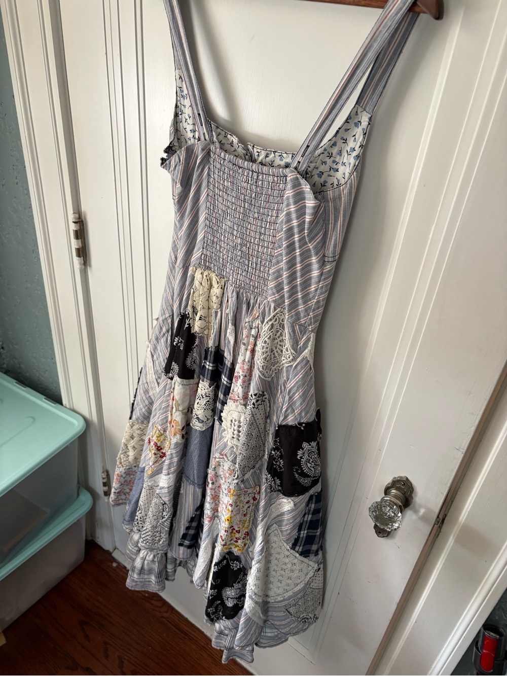 Pilcro Blue and White Patchwork Midi Dress - Picture 7 of 13